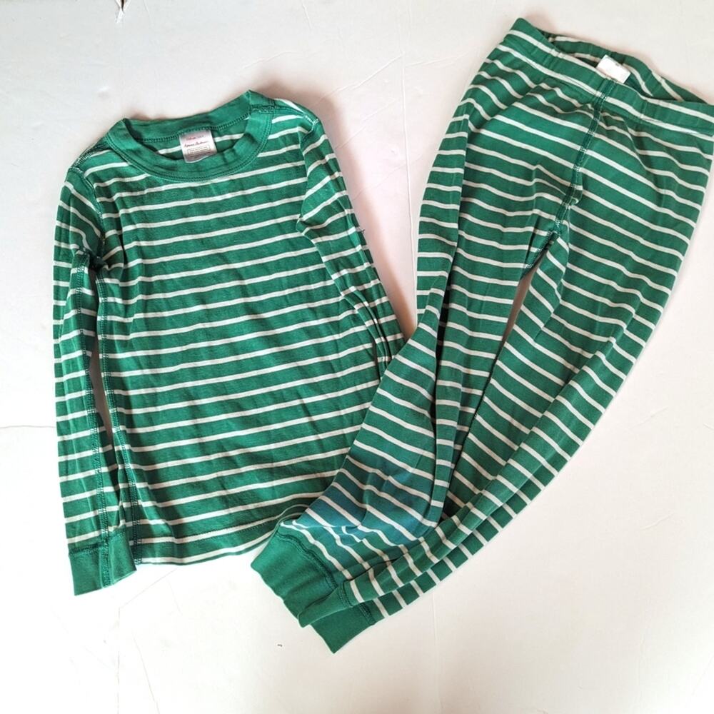 Hanna Andersson Pajamas 5 Boys Green Stripe